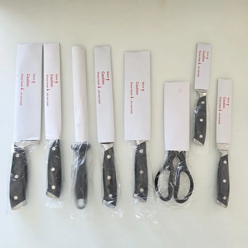 Homever 15 Pcs High Carbon Stainless Steel Knife Set With Shelf Sharpening Block